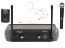 Radiomicrofono wireless vhf versione KARAOKE palmare + archetto color carne con due canali separati + effetto echo mod: WM900KC